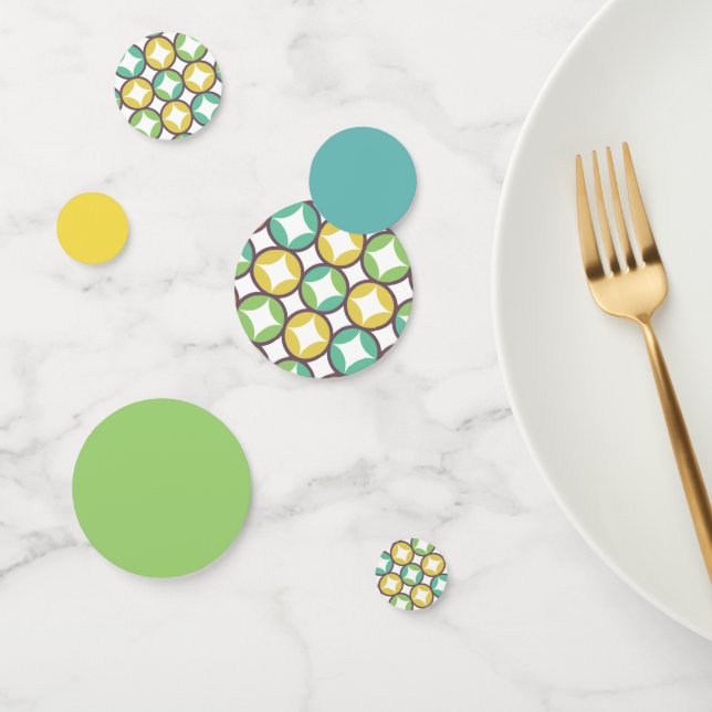Retro Diamond in Circle Muster Blue Green Gold Konfetti (Gruppe)