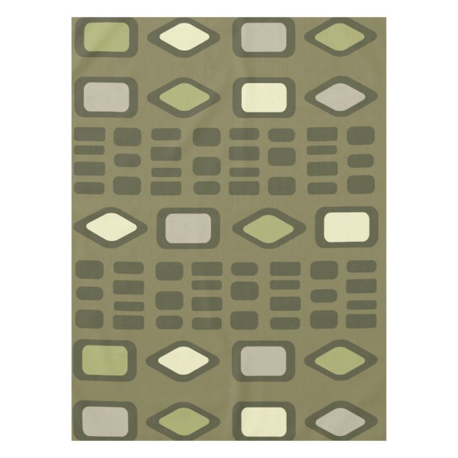 Retro Diamonds Rechtecke Olive Green Tischdecke (Vorderseite)