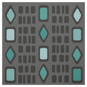 Retro Diamonds Rechtecke Schwarz Türkis Stoff