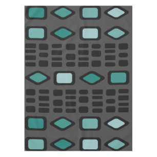 Retro Diamonds Rechtecke Schwarz Türkis Tischdecke