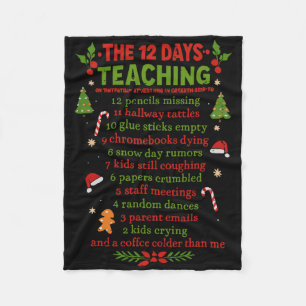 Retro Die 12 Tage des Lehrens Weihnachten Lehrer X Fleecedecke