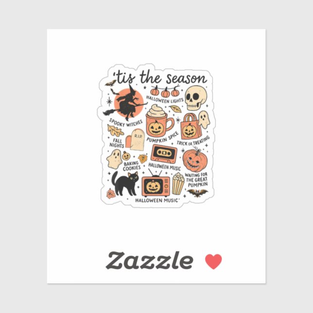 Retro Dies ist die Jahreszeit Halloween-Saison Her Aufkleber (Blatt)