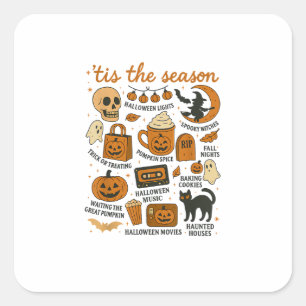 Retro Dies ist die Jahreszeit Halloween Saison Her Quadratischer Aufkleber