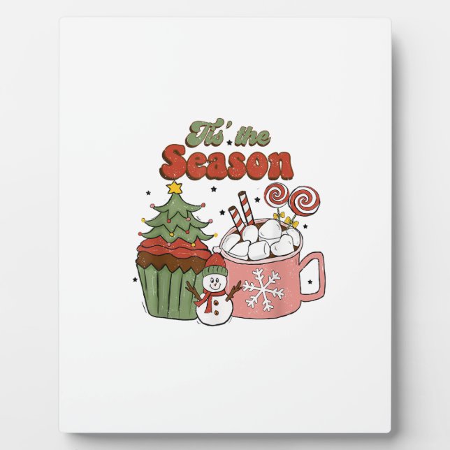 Retro Dies ist die Jahreszeit Weihnachts-Baumkrone Fotoplatte (Vorderseite)