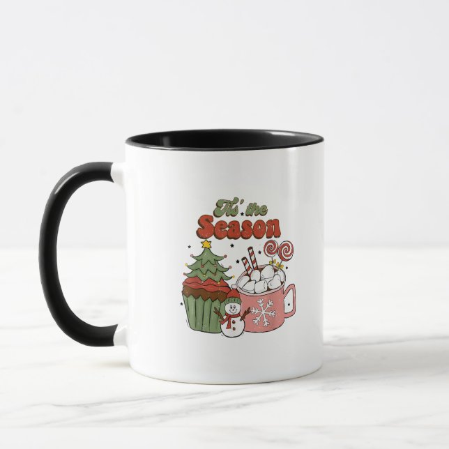 Retro Dies ist die Jahreszeit Weihnachts-Baumkrone Tasse (Links)