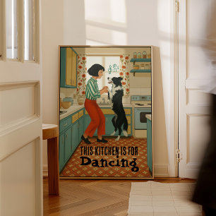 Retro Diese Küche ist zum Tanzen Poster
