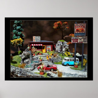 Retro Diner, 50er Jahre Mini-Diner Diorama Poster