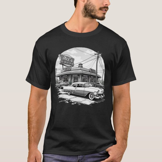 Retro Diner & Classic Cars Grafischer T - Shirt (Vorderseite)
