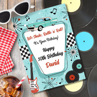 Retro-Diner-Geburtstag im Stil der 1950er Jahre Karte
