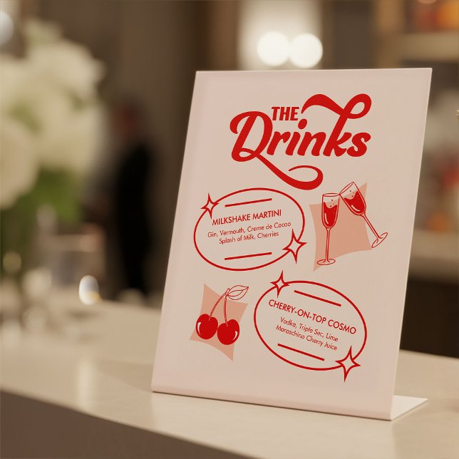 Retro-Diner-Hochzeitsbar-Menü Sockelschild (Retro Diner Wedding Bar Menu)