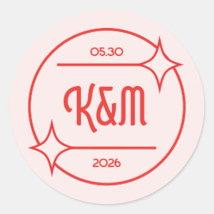Retro-Diner-Hochzeitseinladungsaufkleber Runder Aufkleber