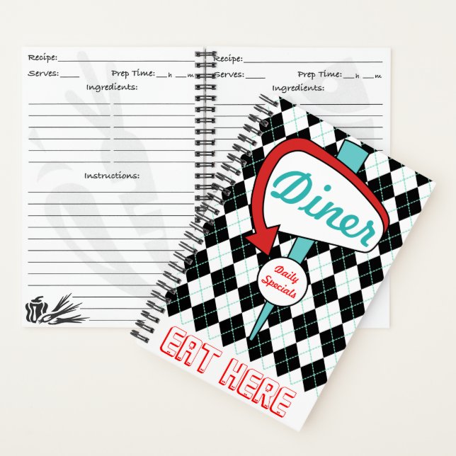 Retro Diner Kitchen Recipe Book  Notizbuch (Innen)