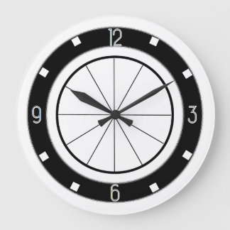 Retro-Diner-Küchenuhr (schwarz und weiß) Große Wanduhr