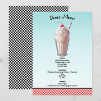 Retro-Diner Milkshake-Eiscreme-Party-Speisekarte
