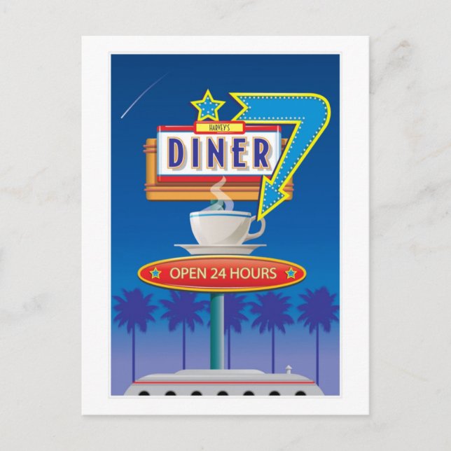 Retro Diner Postcard individualisieren - Harvey's  Postkarte (Vorderseite)