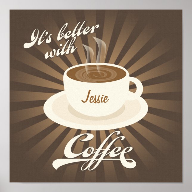 Retro Diner Poster Besser mit Kaffee (Vorne)