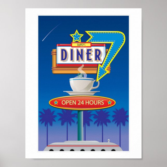 Retro Diner Poster - Harvey's 50er individuell ges (Vorne)