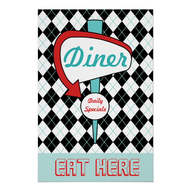 Retro-Diner-Schild-Wandkunst  Poster (Vorderseite)