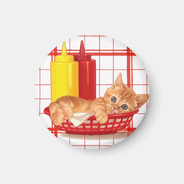 Retro Diner Style Kitten Magnet (Vorne)