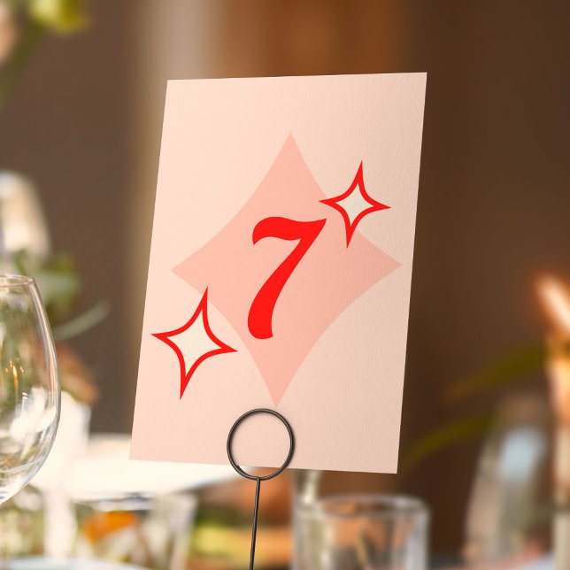 Retro Diner Table Numbers Tischnummer (Retro Diner Themed Wedding Table Number)