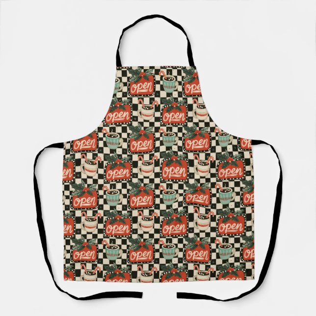 Retro-Diner-Weihnachtsbackstil Schürze (Vorderseite)
