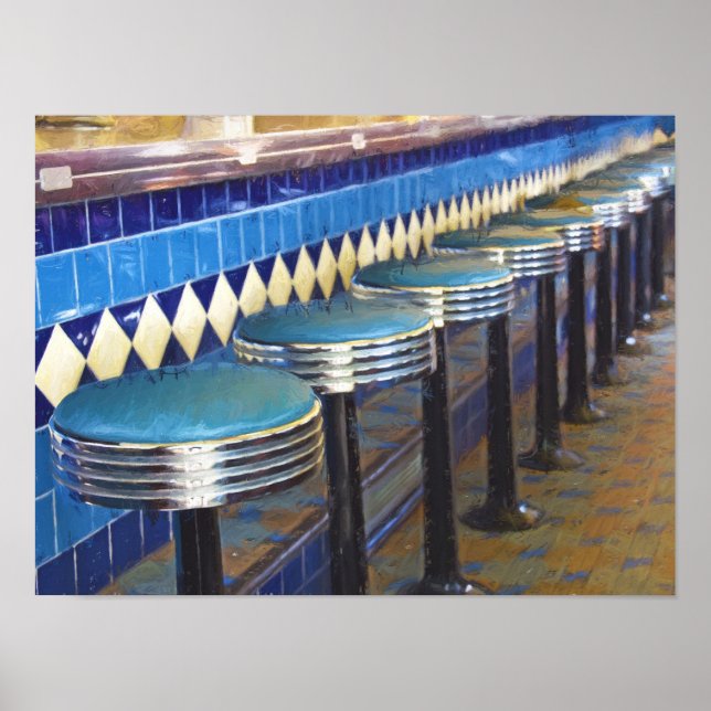 Retro-Dinerhocker Poster (Vorne)