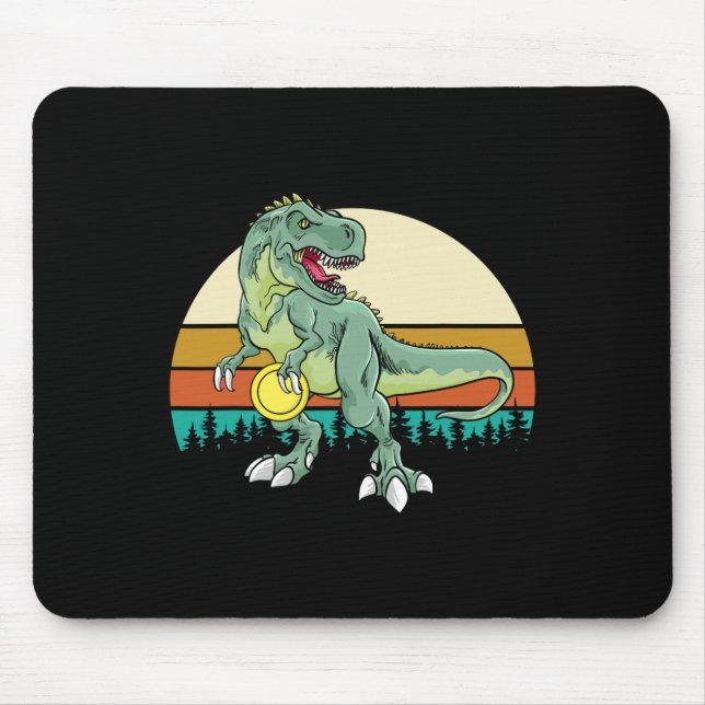Retro Dino Dinosaur Golfspieler Geschenk T Rex Dis Mousepad (Vorne)