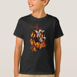 Retro Dinosaur Toter Brennschädel in Feuer T-Shirt