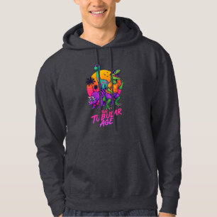 Retro-Dinosaurier-Party im Neon-Sonnenuntergang Hoodie