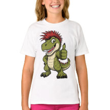 Retro-Dinosaurier-T-Shirt, lustige Mohawk-Dino-Gra