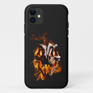 Retro-Dinosaurier toter brennender Schädel im Feu Case-Mate iPhone Hülle