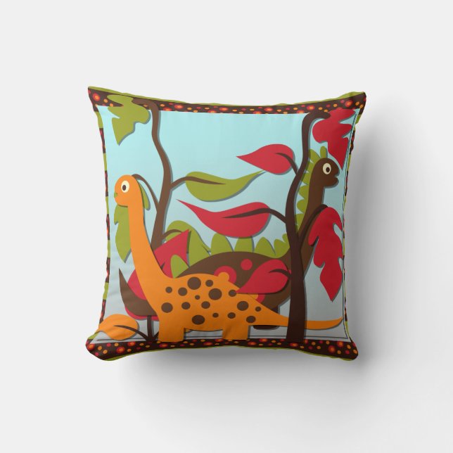 Retro Dinosaurs Pillow Kissen (Vorderseite)