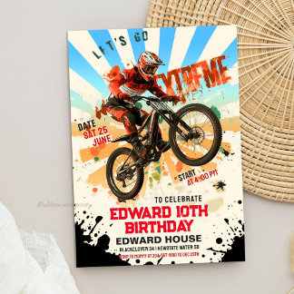 Retro-Dirtbike-Geburtstagsfeier - Vintage Lasst un Einladung