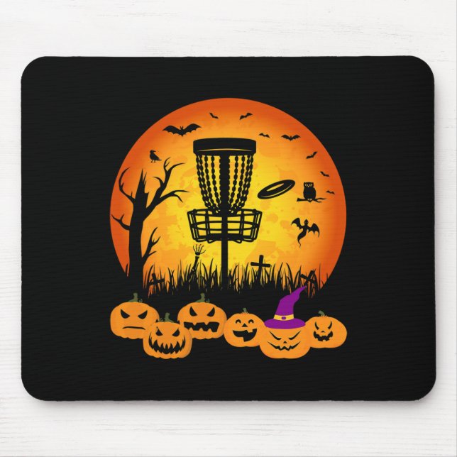 Retro Disc Golf Halloween Friedhof Gruseliger Disc Mousepad (Vorne)