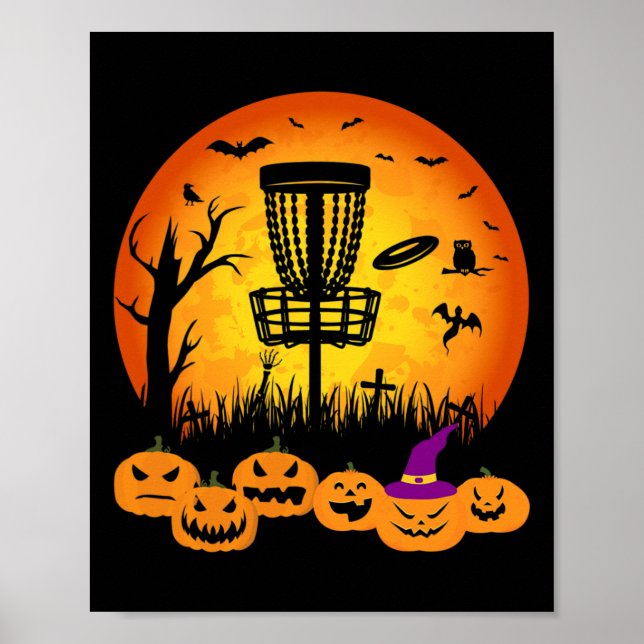 Retro Disc Golf Halloween Friedhof Gruseliger Disc Poster (Vorne)