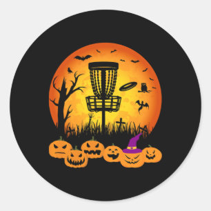 Retro Disc Golf Halloween Friedhof Gruseliger Disc Runder Aufkleber