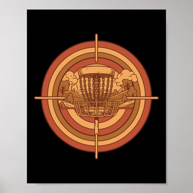 Retro-Disc-Golf-Korbbasketziel Flying Disc Golfing Poster (Vorne)