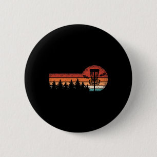 Retro-Disc-Golf-Landschaftsbäume Männer Frauen Button