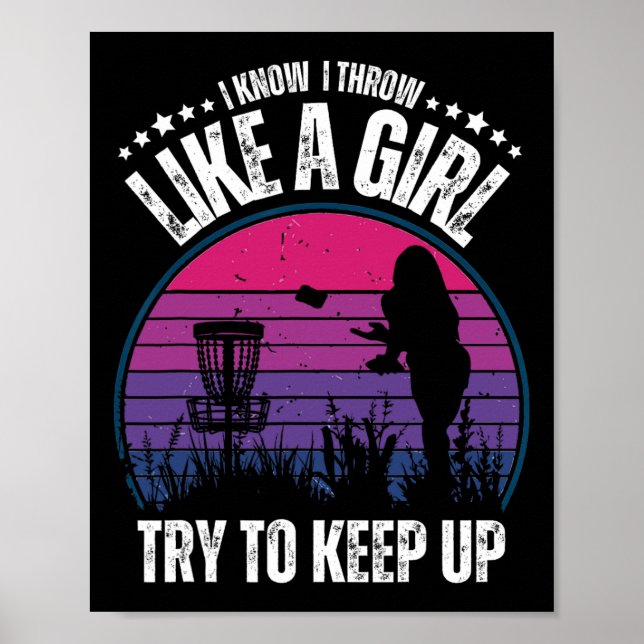 Retro-Discgolf-Design für Frauen Mädchen Disc Golf Poster (Vorne)