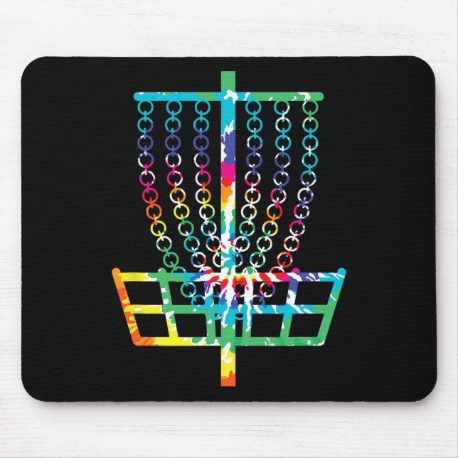 Retro-Discgolfkorb Hippie-Regenbogen-Tie-Dye-Disc Mousepad (Vorne)