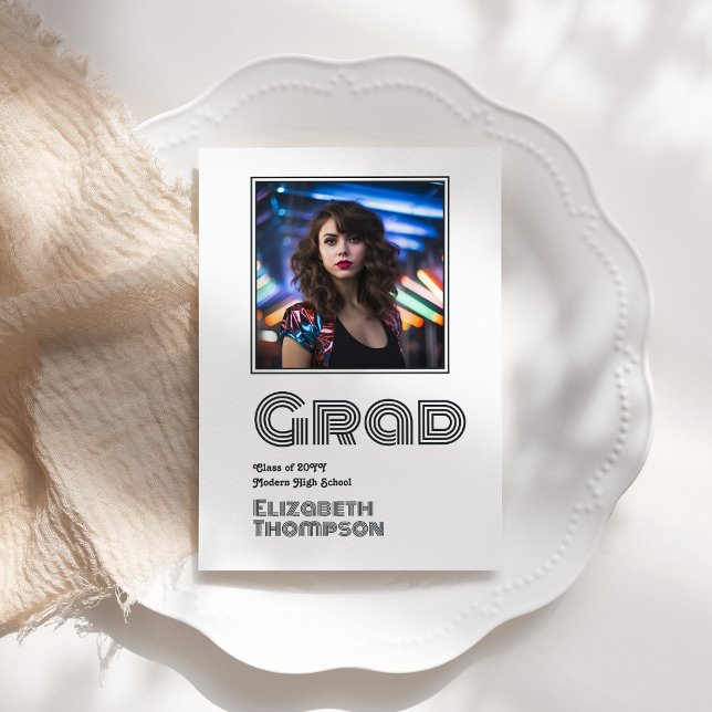 Retro Disco Abschluss Foto Ankündigung (Retro Disco Graduation Photo Announcement)