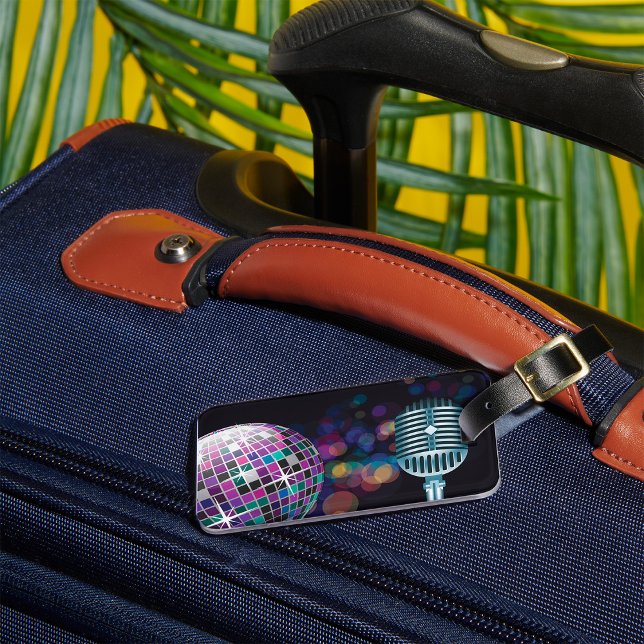 Retro Disco Ball and Vintage Microphone Gepäckanhänger (Von Creator hochgeladen)