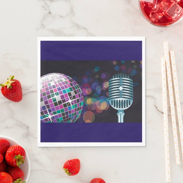 Retro Disco Ball and Vintage Microphone Serviette (Von Creator hochgeladen)