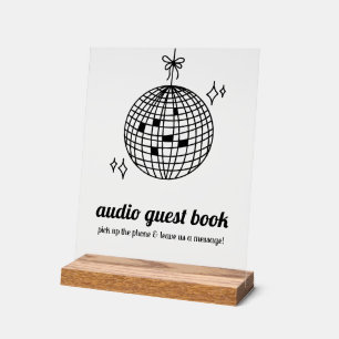 Retro Disco Ball Audio Guest Book Acrylschild