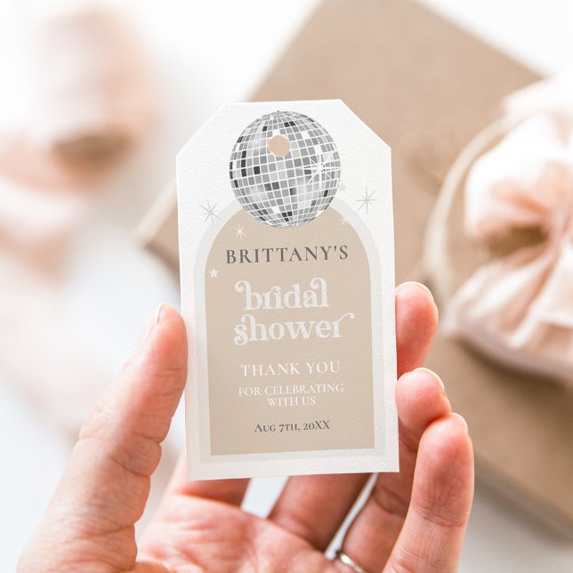 Retro Disco Ball Brautparty Geschenkanhänger (Retro Disco Ball Bridal Shower Gift Tags)