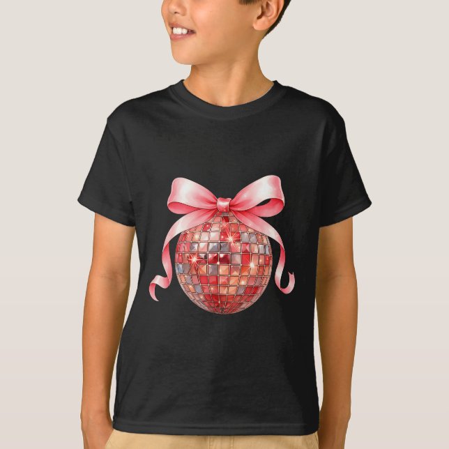 Retro Disco Ball Coquette Happy New Year 2026 Eve  T-Shirt (Vorderseite)
