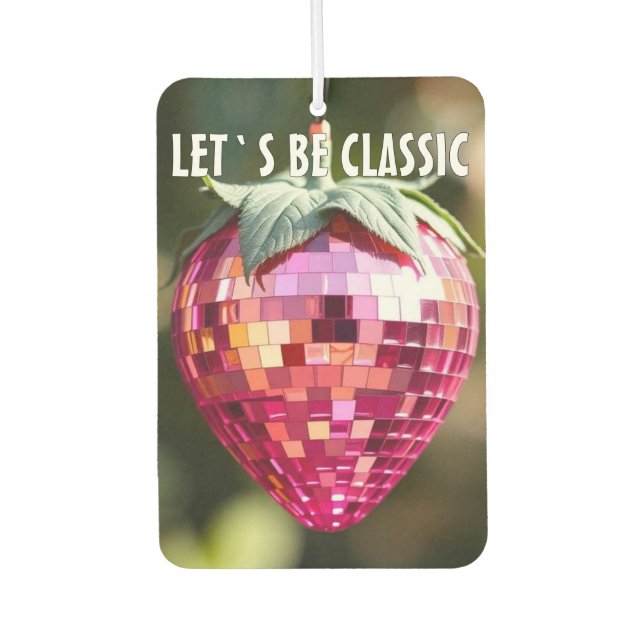 Retro Disco Ball Erdbeere Autolufterfrischer (Vorderseite)