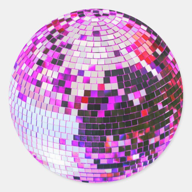 Retro Disco Ball funkeln Glitzer Rosa Geburtstag Runder Aufkleber (Vorderseite)