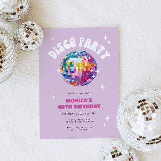 Retro Disco Ball Geburtstag Einladung