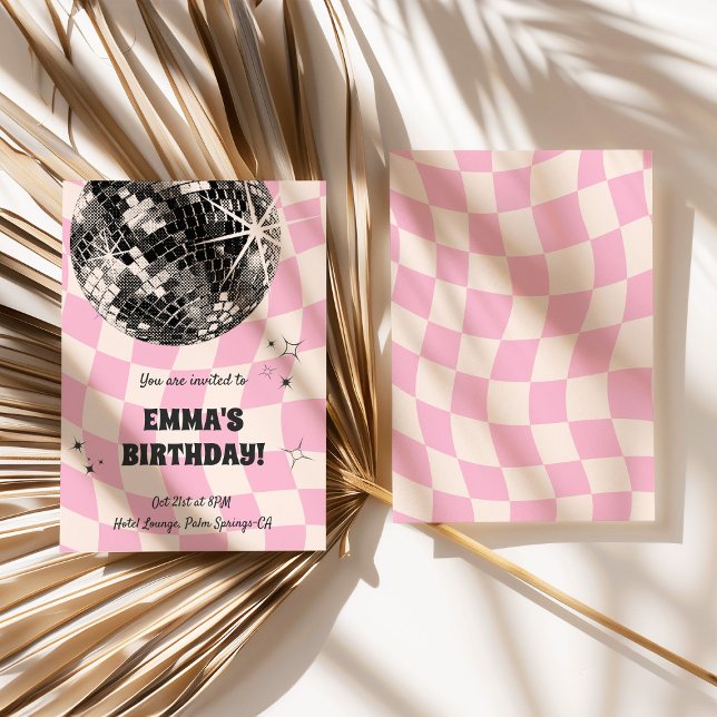 Retro Disco Ball Geburtstag Einladung (Retro Disco Ball Birthday Invitation)